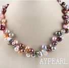 beautiful 15.7 inches 10-15mm dyed fresh water multi color irregular pearl necklace