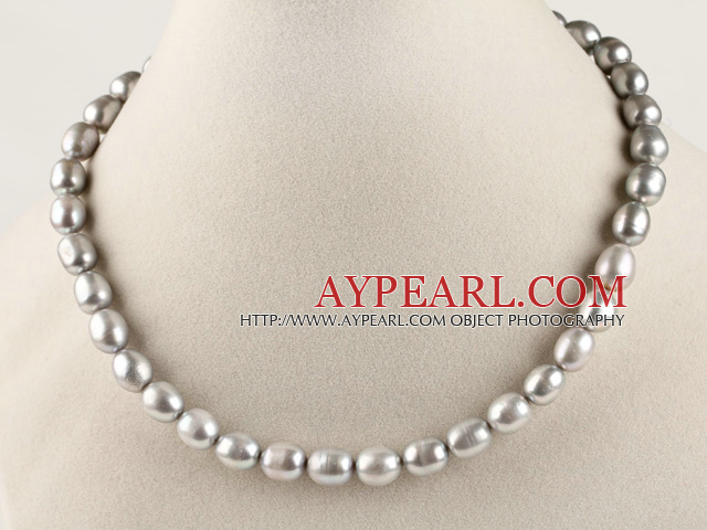 exquise 15,7 pouces 8-9mm collier de perles de couleur gris baroque