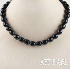 superbe 15,7 pouces 11-12mm couleur collier de perles noires