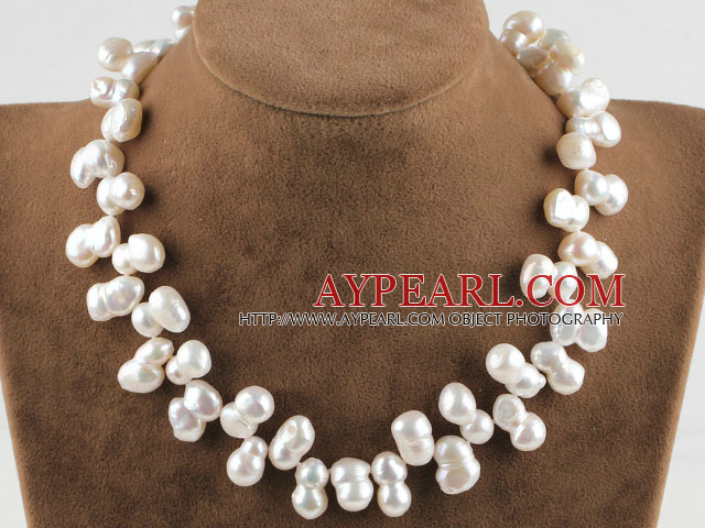 beautiful 15.7 inches 12*18mm fresh water white color cucurbit shape pearl necklace