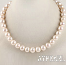 dazzling A grade 16.5inches 12-13mm white round pearl necklace