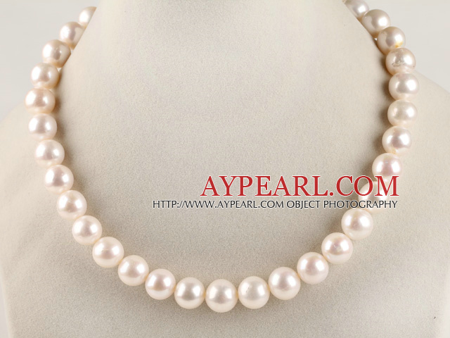 dazzling A grade 16.5inches 12-13mm white round pearl necklace