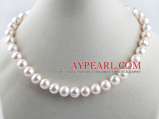 favourite 15.7  inches 11-12mm natural white round pearl necklace