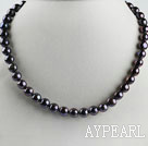 stunning 15.7 inches 10-11mm black color round pearl necklace