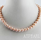 favourite 15.7  inches 9-10mm pink color round pearl necklace