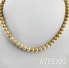 favourite 15.7  inches 8-9mm gold color round pearl necklace
