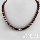 trendy  15.7 inches 8-9mm chocalate color pearl necklace