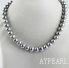 flashy 15.7 inches 11-13mm gray round pearl necklace