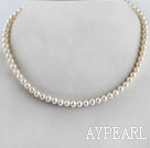 stunning A grade 15.7 inches 6-6.5mm natural white color  pearl necklace