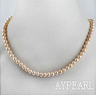 stunning A grade 15.7 inches 6-6.5mm natural pink color  pearl necklace