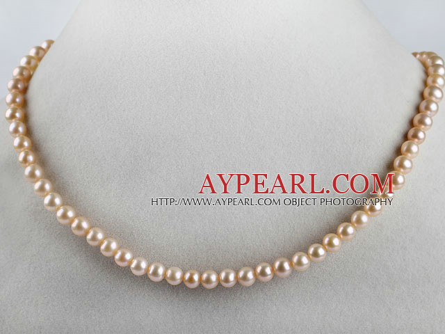 stunning A grade 15.7 inches 6-6.5mm natural pink color  pearl necklace