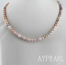 stunning A grade 15.7 inches 6-6.5mm multi color  pearl necklace