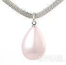 18.1 inches wonderful baby pink drop shape seashell pendant necklace