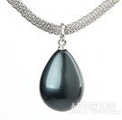 18.1 inches wonderful drop shape black seashell pendant necklace