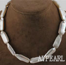 16.9 inches white oblong shape reborn pearl necklace with moonlight clasp