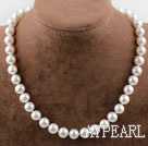 Natural White 9-10mm en klass sötvattenpärla pärlstav halsband