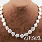 Irregular Shape White Pearl Necklace with Heart Toggle Clasp