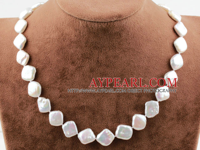 Irregular Shape White Pearl Necklace with Heart Toggle Clasp