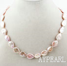 Teardrop Shape Pink Rebirth Pearl Necklace with Heart Toggle Clasp