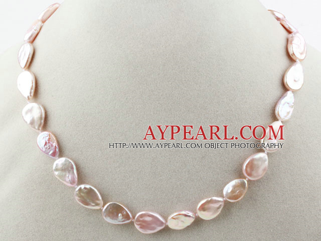 Teardrop Shape Pink Rebirth Pearl Necklace with Heart Toggle Clasp