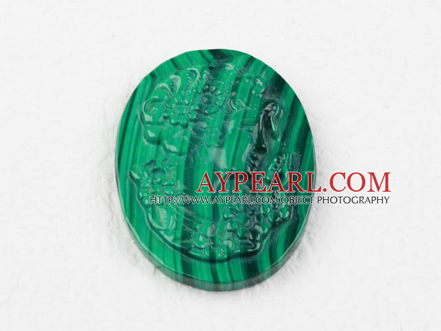 Oval Shape Natural Malakitt Carved anheng