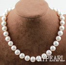 12-14mm A Grade Natural White Freshwater Pearl Beaded Necklace with Magnetic Clasp
