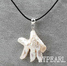 Classic Design Hand Shape Rebirth Pearl Pendant Necklace with Black Leather