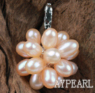 Natural Pink Ferskvann Pearl Flower Shape anheng (No Chain)