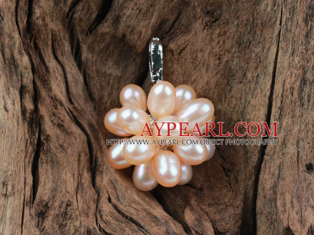 Natural Pink Pearl eau douce forme de fleur pendentif (Pas de la chaîne)