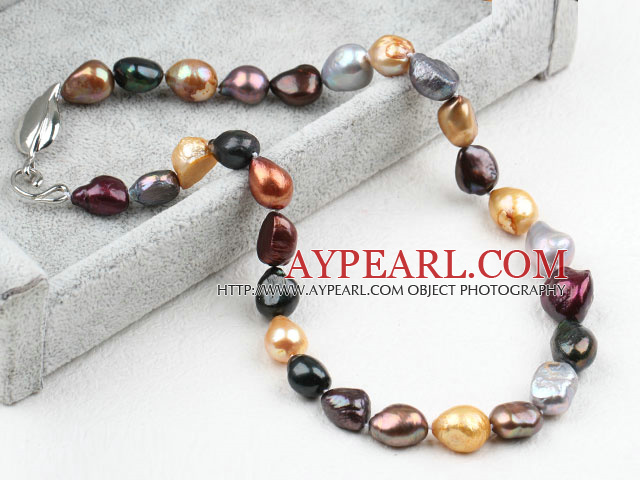 Classic Design Irregular Shape Multi Color Pearl Necklace