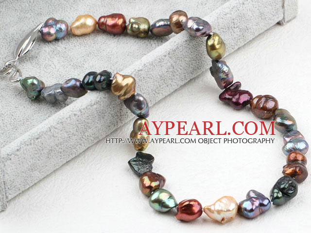 Classic Design Multi Color uregelmessig form Pearl Necklace
