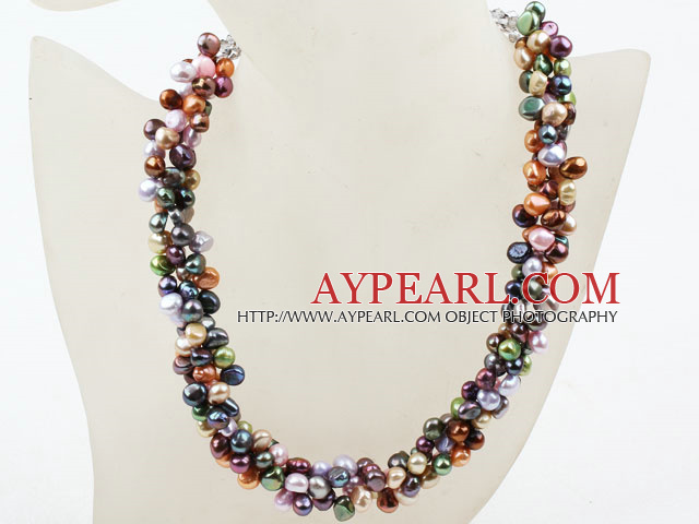 Nouveau design multi Strand Multi Color eau douce collier de perles