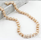 Classic Design 9-10mm champange Color Freshwater Pearl Beaded halskjede