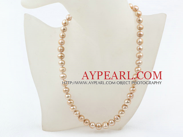 Classic Design 9-10mm perles d'eau douce collier de perles de couleur champagne