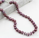 Klassisk design 9-10mm Dark Purple Freshwater Pearl pärlstav halsband