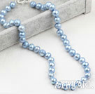Classic Design 9-10mm Light Blue Freshwater Pearl Beaded Necklace