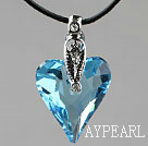 Simple Style 27mm Sky Blue Austrian Crystal Heart Pendant Necklace