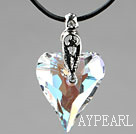 Simple Style 27mm White with Colorful Austrian Crystal Heart Pendant Necklace