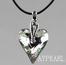 Simple Style 27mm Gray with Colorful Austrian Crystal Heart Pendant Necklace