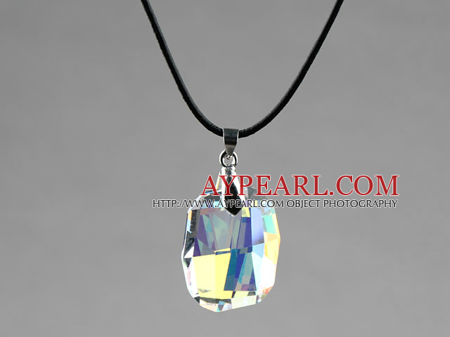 Простой стиль 28мм белая с красочными австрийских кристаллов Округлые Ожерелье Подвеска Rectangle