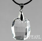 Simple Style 28mm White Austrian Crystal Rounded Rectangle Pendant Necklace