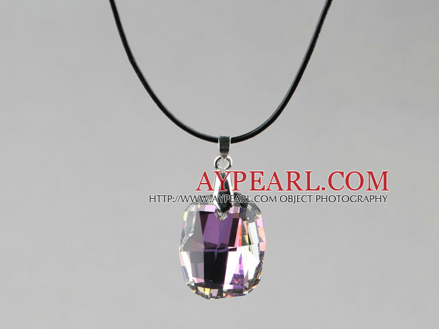 Простой стиль 28мм фиолетовый с красочными австрийских кристаллов Округлые Ожерелье Подвеска Rectangle