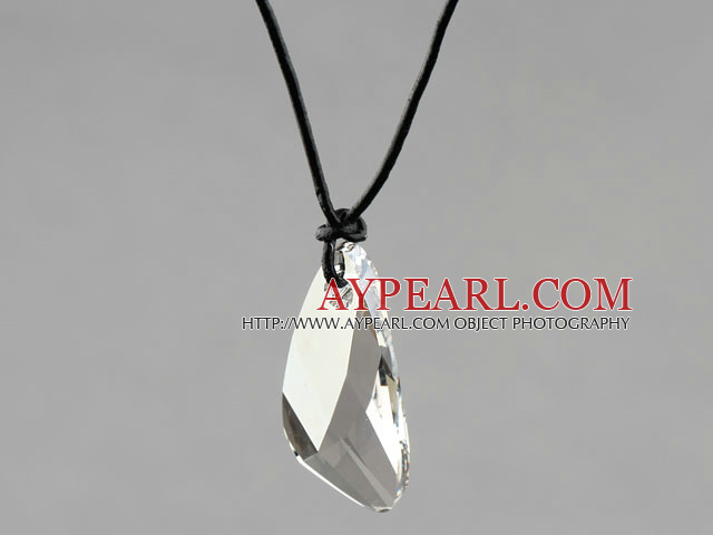 Simple Style 39mm Gray Color Lean Drop Shape Austrian Crystal Pendant Necklace