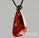 Simple style de vin rouge 39mm couleur du maigre baisse de forme autrichienne collier pendentif en cristal