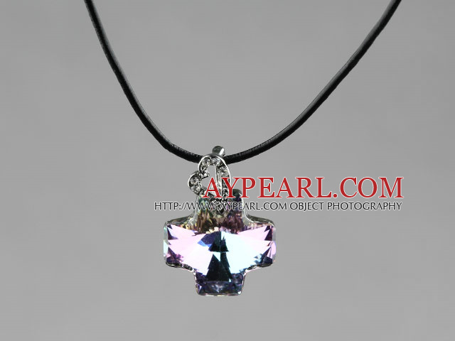 Simple Style 18mm Purple with Colorful Austrian Crystal Cross Pendant Necklace