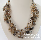 brazil grey agate beaded necklace with toggle gem clasp