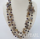 natural amethyst and grey agate necklace with flower