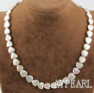 Hjerte form Rebirth Pearl Necklace med 925 sølv hjerte form Toggle Clasp