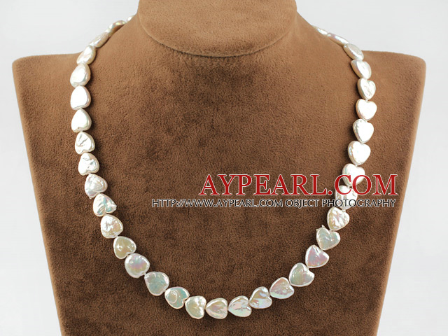 Hjerte form Rebirth Pearl Necklace med 925 sølv hjerte form Toggle Clasp