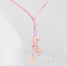 Simple Style Natural Pink Freshwater Pearl Necklace with Pink Thread